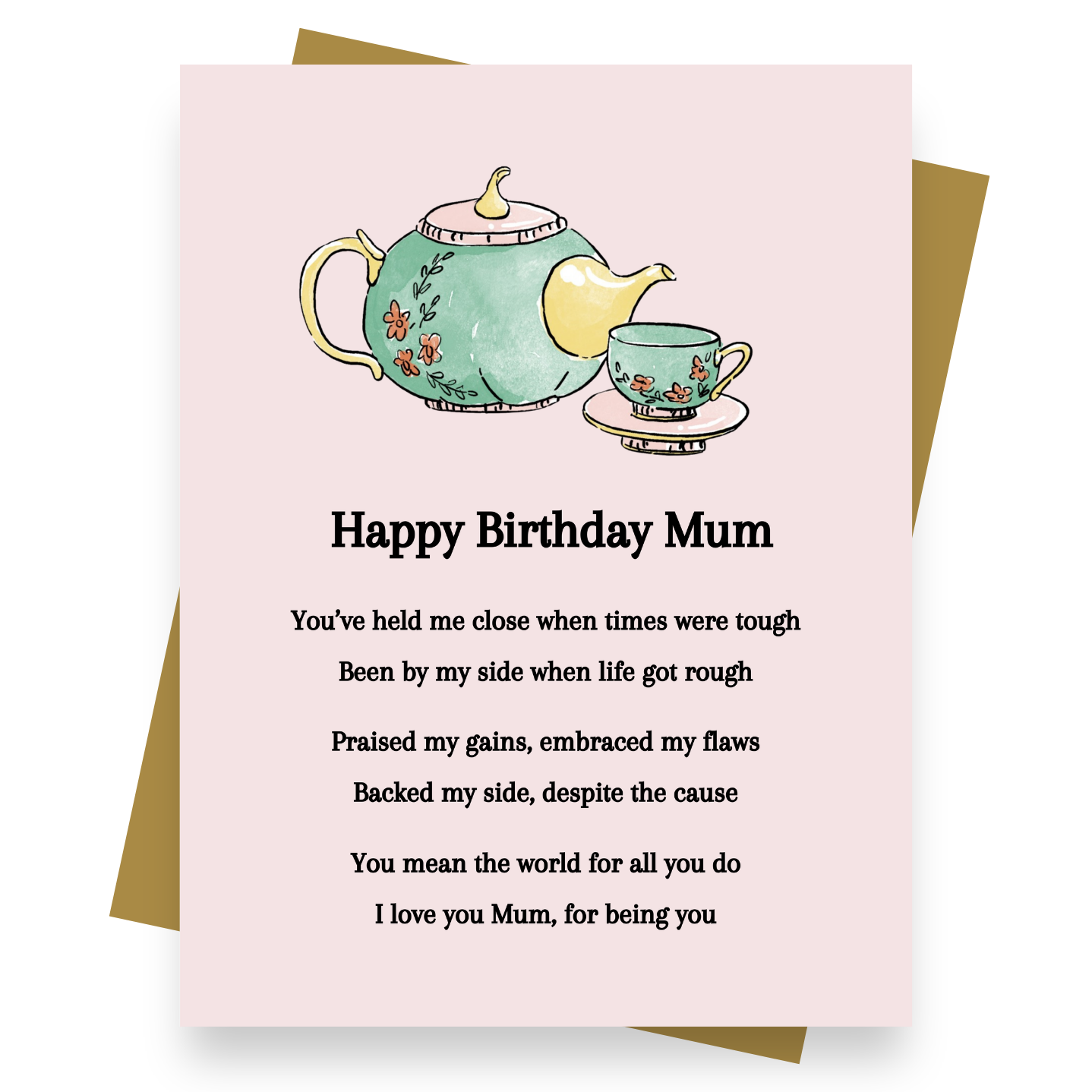 Front cover of the Shmuncki 'Birthday Card for Mum', from the Storybook poem card collection