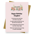 Front cover of the Shmuncki 'Birthday Card for Daughter', from the Storybook poem card collection