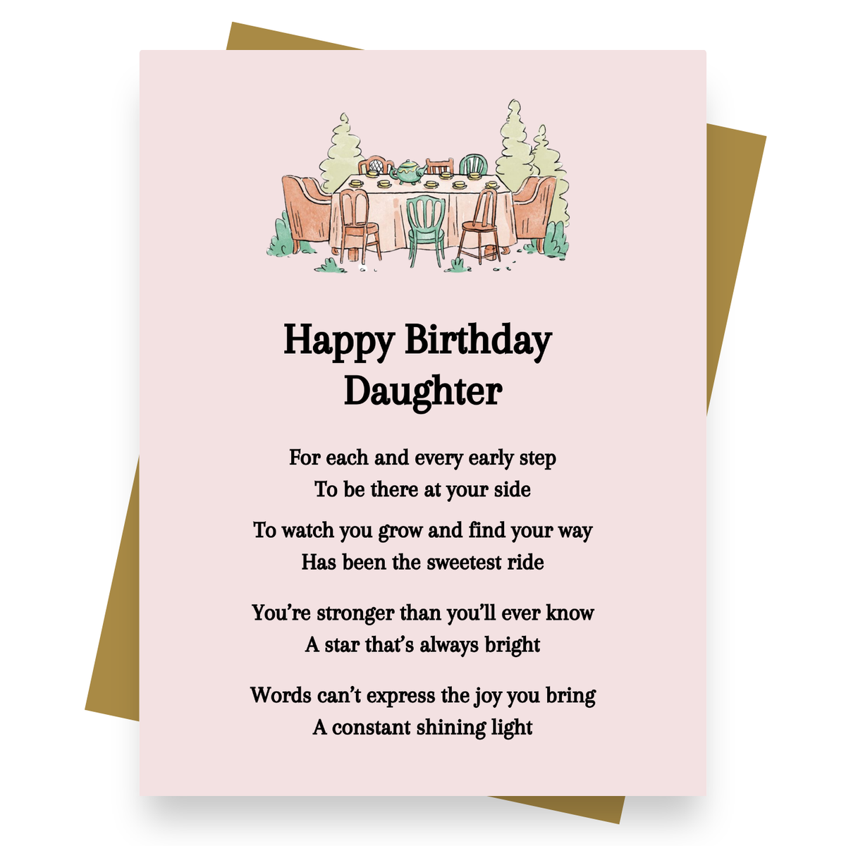 Front cover of the Shmuncki 'Birthday Card for Daughter', from the Storybook poem card collection