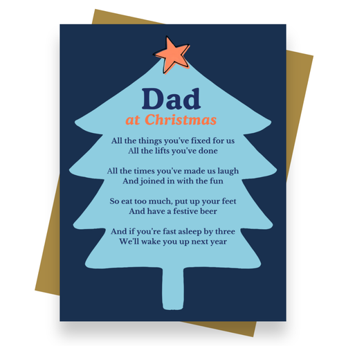 Front cover of the Shmuncki Christmas card for Dad, from the Christmas poem card collection