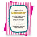 Front cover of the Shmuncki 'Birthday Card for Daughter', from the bright and bold Blackpool Rocks poem card collection
