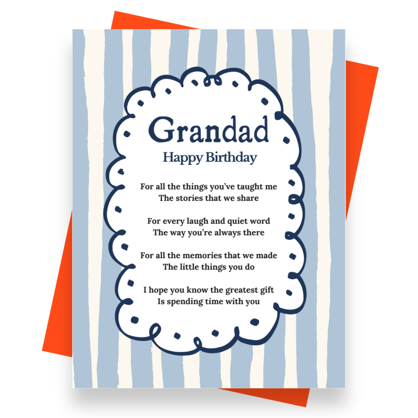 Front cover of the Shmuncki 'Birthday Card for Grandad', from the bright and bold Blackpool Rocks poem card collection