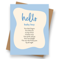 Front cover of the Shmuncki 'Hello Baby Boy' card, from the Frameables poem card collection