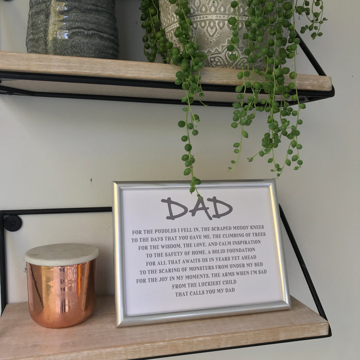 personalised poem for father in a silver frame