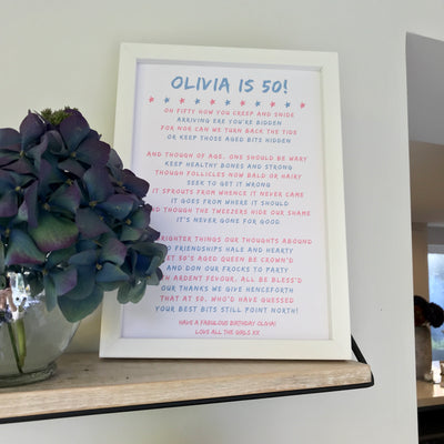 50th Birthday Poem Personalised