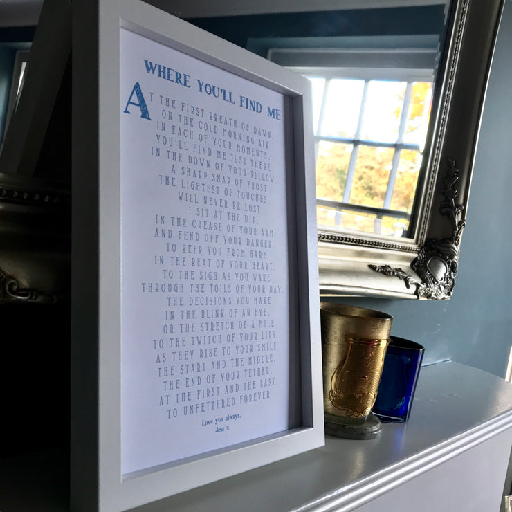 framed love poem for valentines day