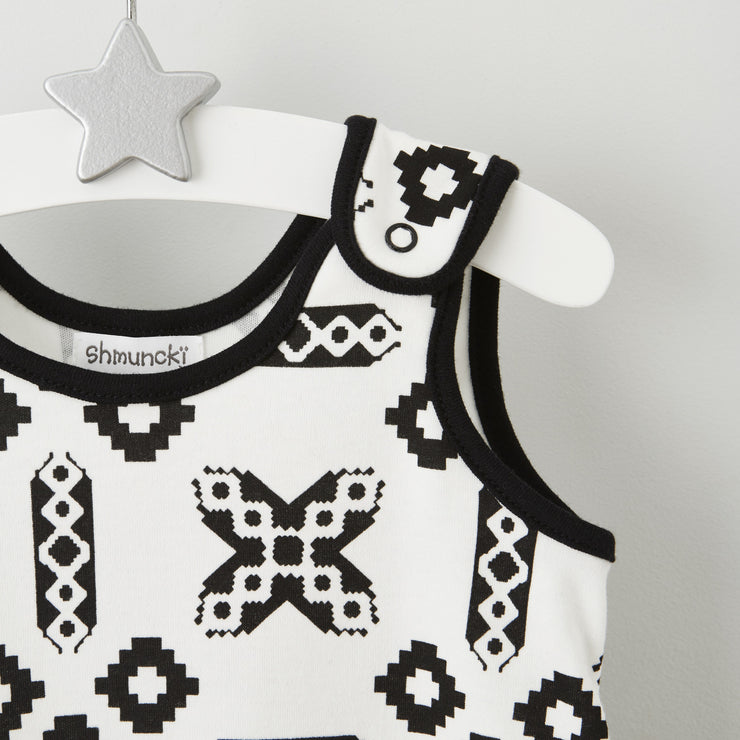 monochrome baby dungarees