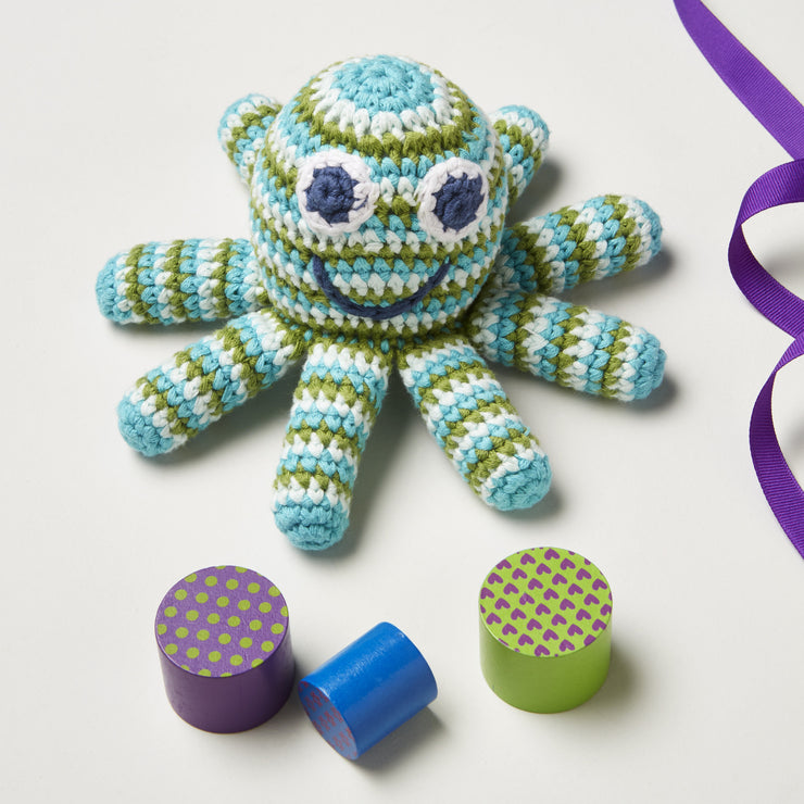 crochet octopus rattle toy