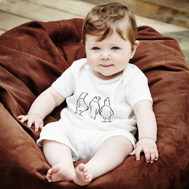 cotton baby romper from london with pigeon bird illustration