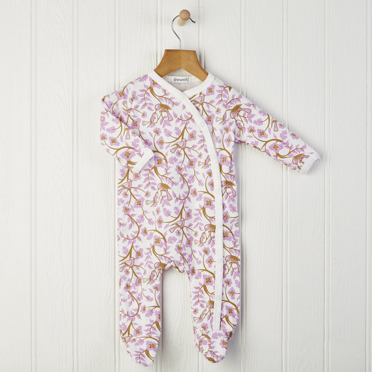 pink long sleeved baby grow for newborn