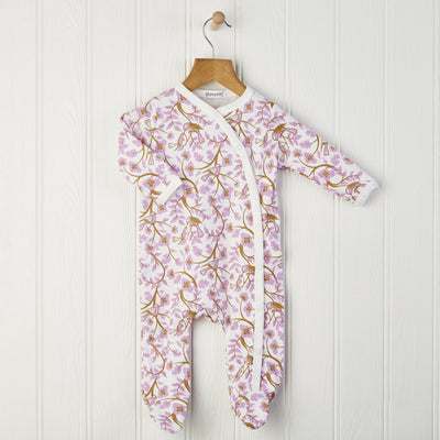 Baby girls white and pink flower babygrow