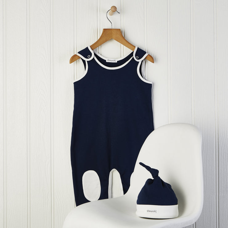 classic baby boy outfit 6-12 months in navy blue and cream