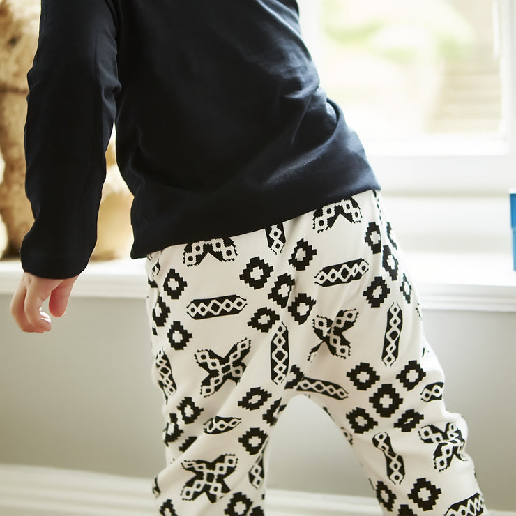 black and white print baby harem pants 6-12months