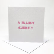 baby girl new arrival card in pink