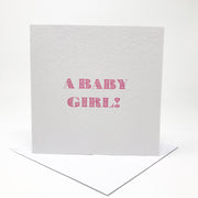 new baby girl card with pink flower letters