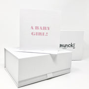 shmuncki baby girl boxed gifts with new arrival card