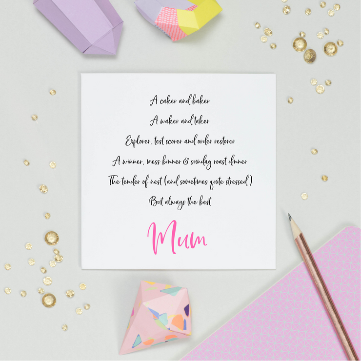 Mum poem card for mothers day