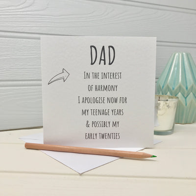 funny card for dad from teenage son or teenage daughter