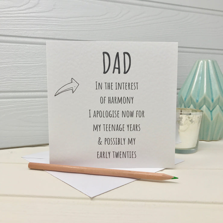 funny card for dad from teenage son or teenage daughter