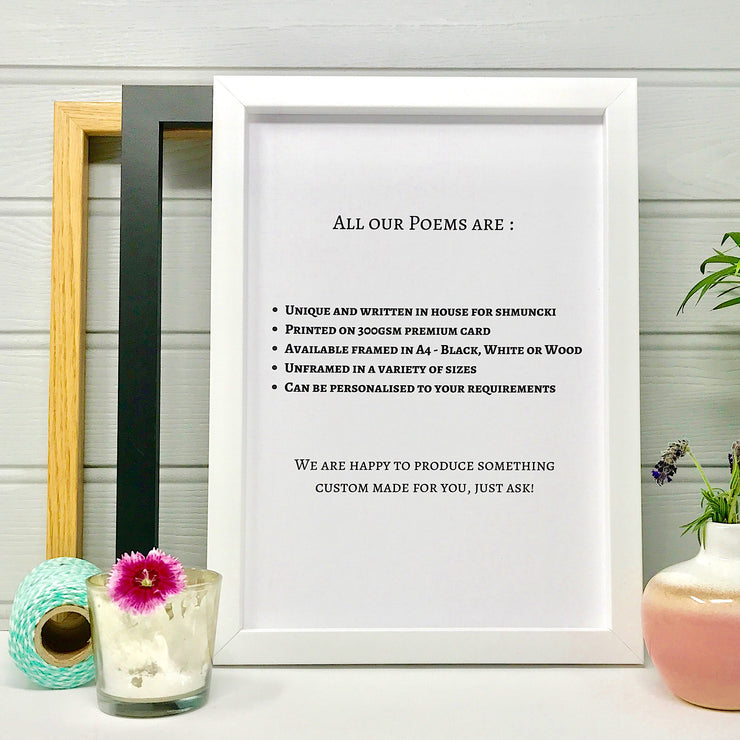 poem and personalised gift prints