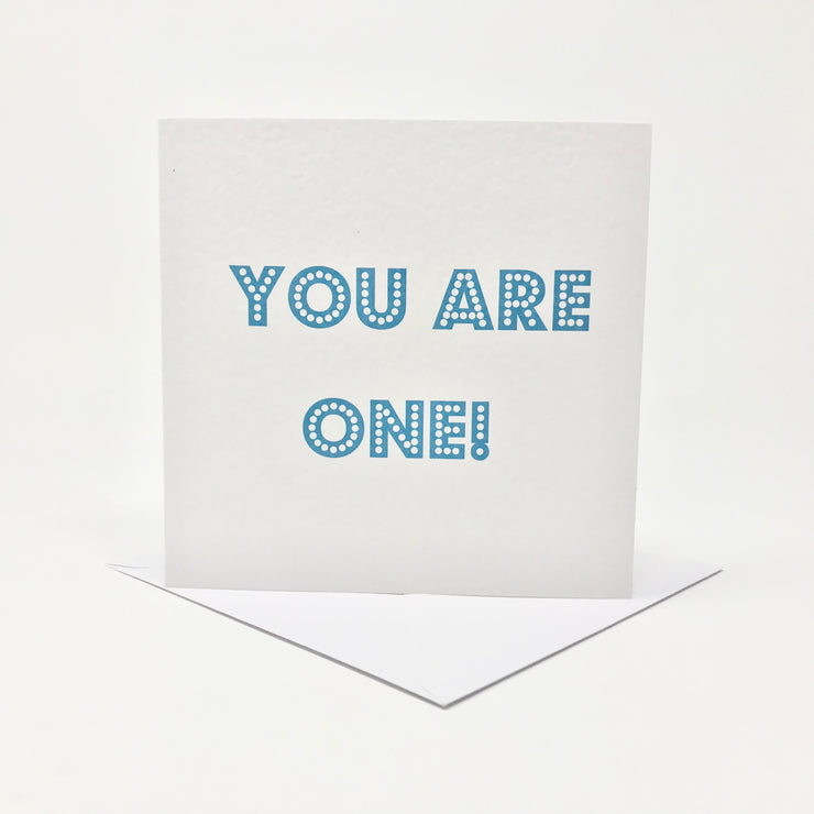 you are one new baby boy card in blue