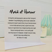 maid of honour poem card