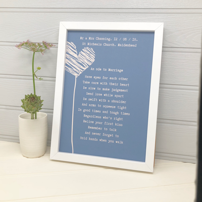 personalised marriage poem wedding print