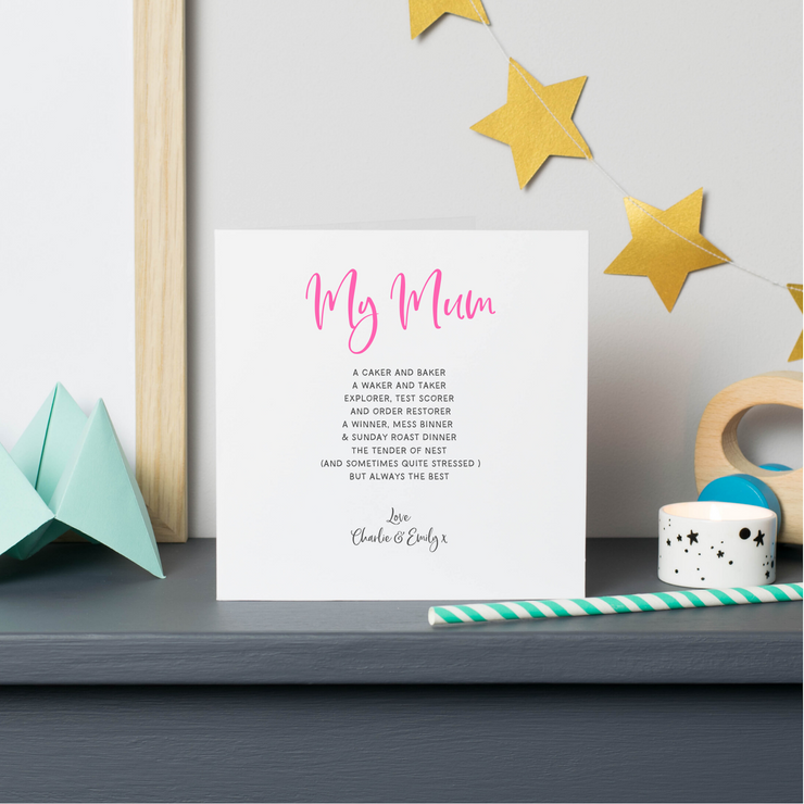 my mum poem card
