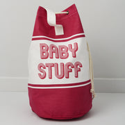 baby changing bag in bright pink canvas