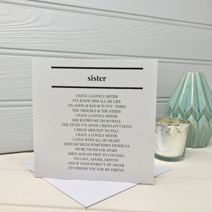 funny birthday card with sister poem
