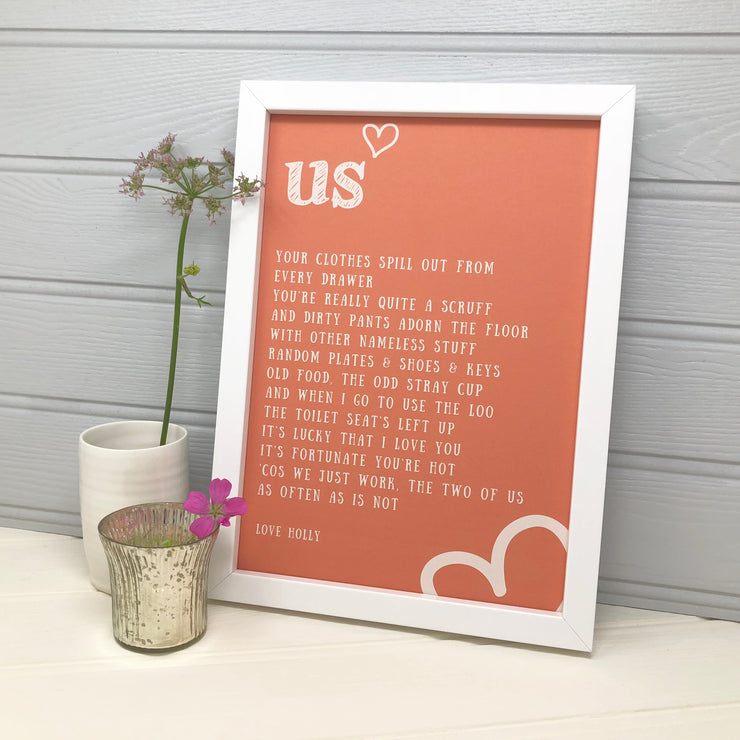 Funny love poem print for valentines day