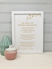 personalised 10th wedding anniversary poem make a unique gift