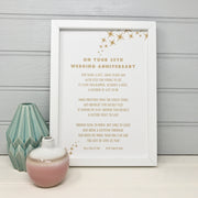 personalised thirtieth wedding anniversary gift in gold