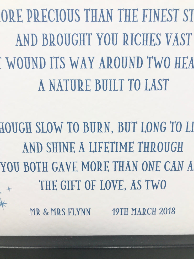60 year wedding anniversary printed poem with choice of frame