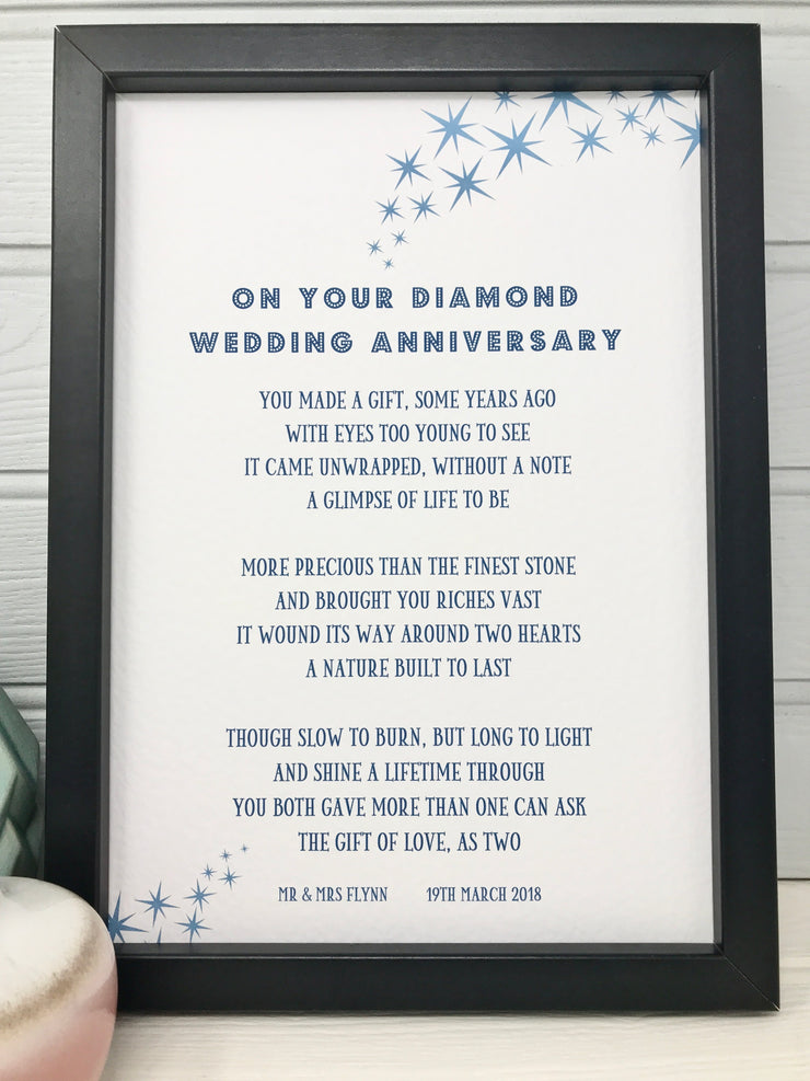 anniversary poem for a diamond wedding anniversary gift