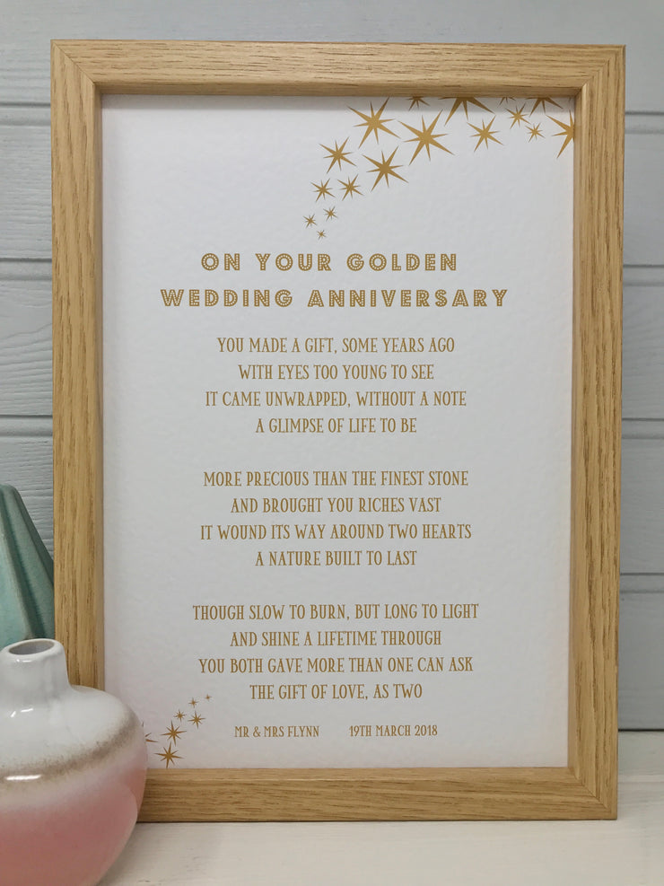 On your golden wedding anniversary poem gift