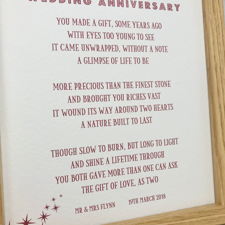 personalised ruby wedding anniversary poem