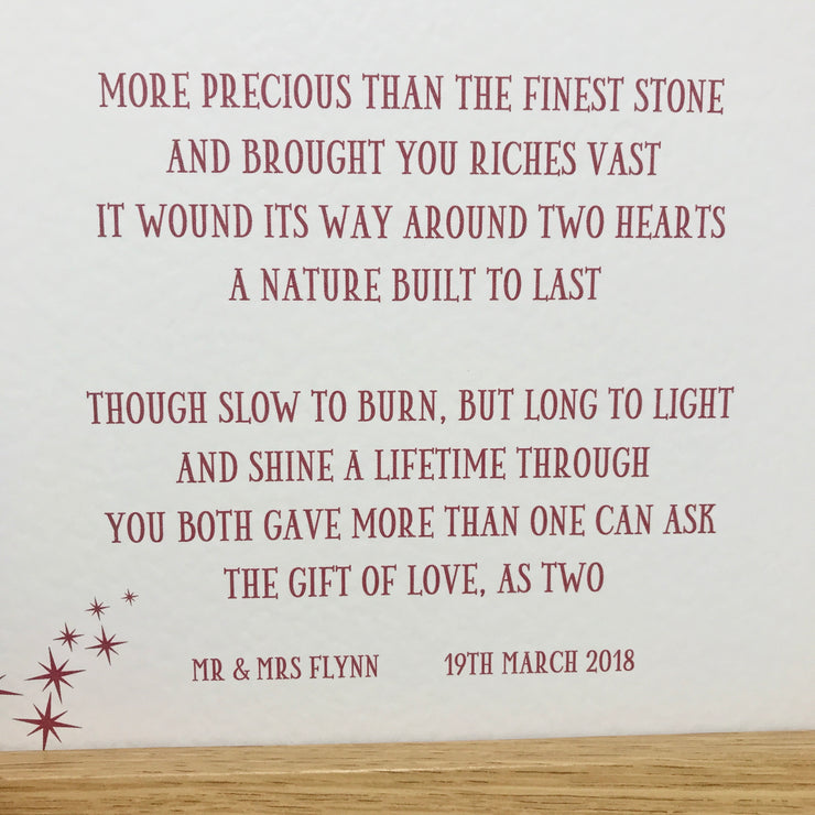unique anniversary gift poem in red with framed option