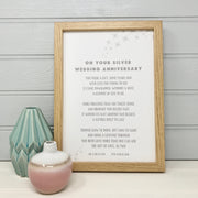 On your silver wedding anniversary, a framed poem